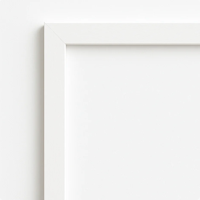 The image is a plain white wall with a white frame.